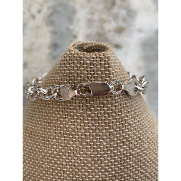 .925 Cable Link Sterling Silver Bracelet #charm bracelet - Picture 3 of 6